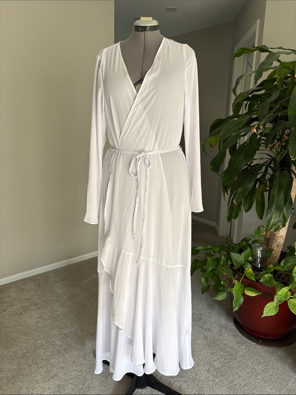 Fashion to Figure White Long Sleeve Wrap Maxi Dress